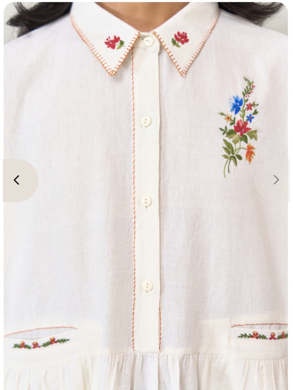 Runaway Bicycle Embroidered Cream Button-Up Midi Dress size small NWT - Picture 3 of 10
